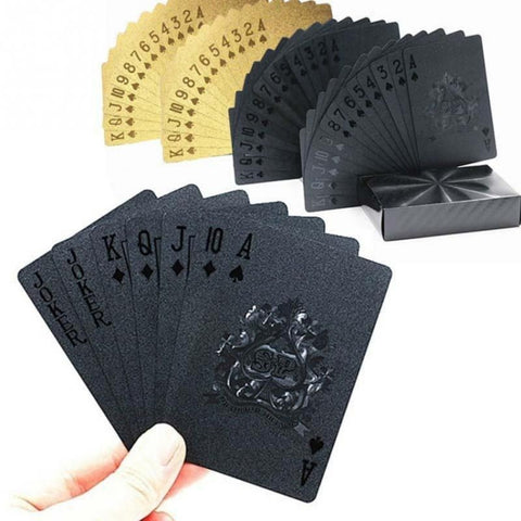2 PCS Creative Gold Foil Poker Plastic Waterproof Playing Cards, 2 PCS Gold Foil Poker