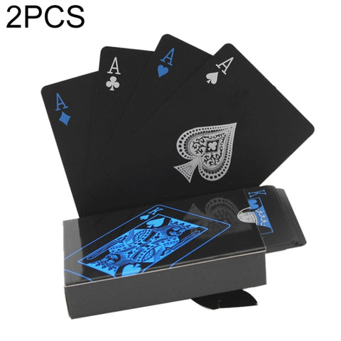 2 PCS Plastic PVC Poker Cards Waterproof Black Playing Cards Creative Gift Durable Poker, TBD0481158, TBD0481158R