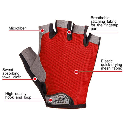 Summer Men Women Fitness Gloves Gym Weight Lifting Cycling Yoga Training Thin Breathable Antiskid Half Finger Gloves, S, M, L, XL