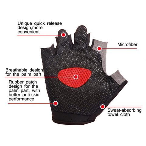 Summer Men Women Fitness Gloves Gym Weight Lifting Cycling Yoga Training Thin Breathable Antiskid Half Finger Gloves, S, M, L, XL