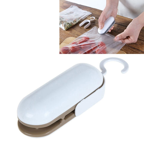 Household Mini Heat Sealing Machine Package Sealer Clamps, Brown, Gray