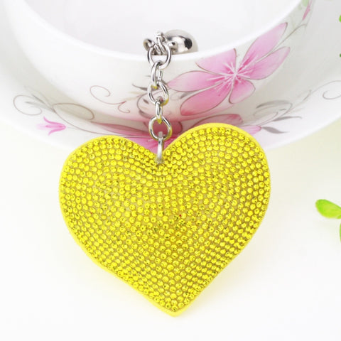 Heart Keychain Leather Tassel Gold Key Holder Metal Crystal Key Chain Keyring Charm Bag Auto Pendant Gift, purple, green, dark blue, lake blue, silver white, watermelon red, light blue, orange, black white, magenta, black gray, yellow, light red, red  ...