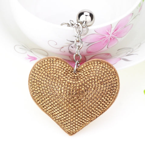 Heart Keychain Leather Tassel Gold Key Holder Metal Crystal Key Chain Keyring Charm Bag Auto Pendant Gift, purple, green, dark blue, lake blue, silver white, watermelon red, light blue, orange, black white, magenta, black gray, yellow, light red, red  ...