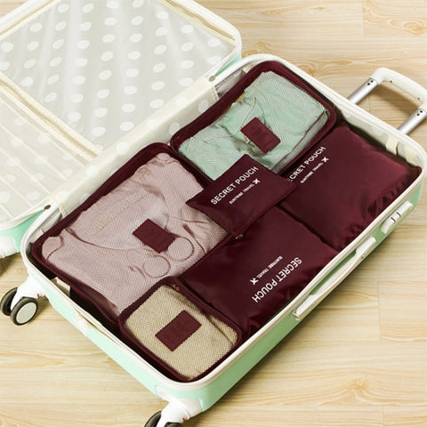 6 PCS/Set Travel Bag ClothesLuggage Organizer High Capacity Mesh Packing Cubes