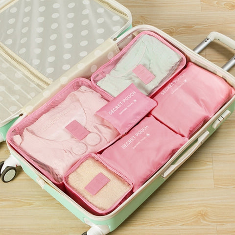 6 PCS/Set Travel Bag ClothesLuggage Organizer High Capacity Mesh Packing Cubes