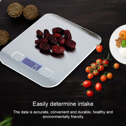Digital Multi-function Stainless Steel Food Kitchen Scale with LCD Display, 5kg/1g, Rose Gold, 5kg/1g, Silver