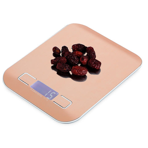Digital Multi-function Stainless Steel Food Kitchen Scale with LCD Display, 5kg/1g, Rose Gold, 5kg/1g, Silver