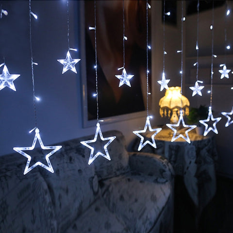 220V EU Plug LED Star Light Christmas lights Indoor/Outdoor Decorative Love Curtains Lamp For Holiday Wedding Party lighting