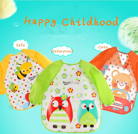 Baby Bibs Waterproof Long Sleeve Apron, One Size