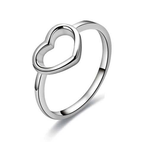 Fashion Heart Shaped Wedding Ring for Woman, Rose Gold, White