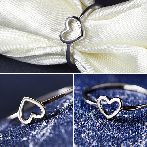 Fashion Heart Shaped Wedding Ring for Woman, Rose Gold, White