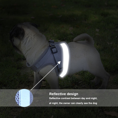 Adjustable Polyester Mesh Reflective Vest Lead Leash for Pet Dog, S, M, L, XL