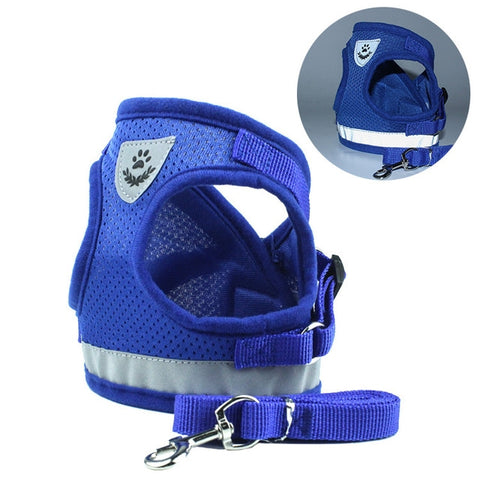 Adjustable Polyester Mesh Reflective Vest Lead Leash for Pet Dog, S, M, L, XL