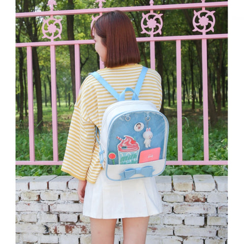 Transparent Children Backpack Cute Bow Bags Mini Schoolbag