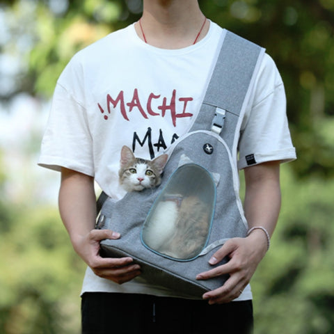 TAILUP Pets Carry Out Shoulder Bag Convenient Foldable Leather Chest Bag, S, M