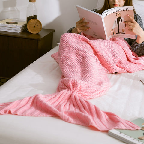 Mermaid Tail Blanket For Adult Super Soft Sleeping Knitted Blankets, 90 X50cm, 140 X70cm, 180 X90cm