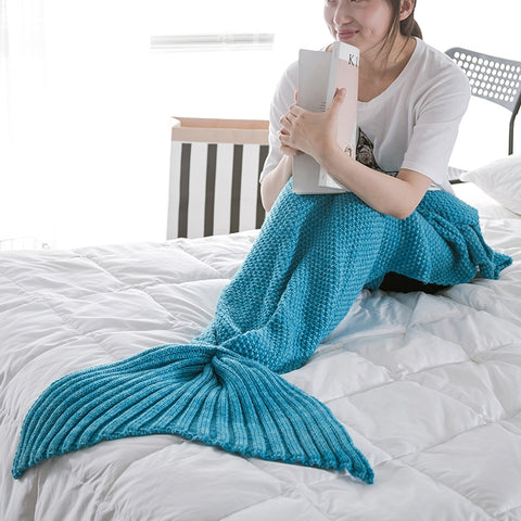 Mermaid Tail Blanket For Adult Super Soft Sleeping Knitted Blankets, 90 X50cm, 140 X70cm, 180 X90cm