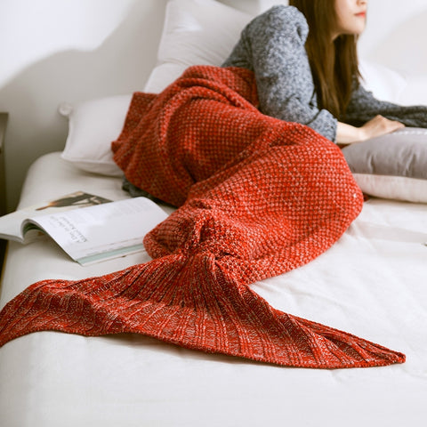 Mermaid Tail Blanket For Adult Super Soft Sleeping Knitted Blankets, 90 X50cm, 140 X70cm, 180 X90cm