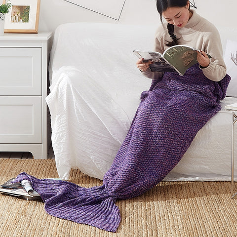 Mermaid Tail Blanket For Adult Super Soft Sleeping Knitted Blankets, 90 X50cm, 140 X70cm, 180 X90cm