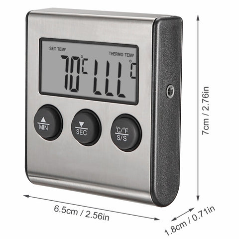 Digital Oven Thermometer Kitchen Food Cooking Meat BBQ Probe Thermometer Timer Water Milk Temperature Cooking Tools, Digital Oven Thermometer