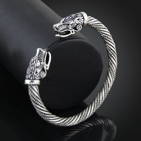 Men Wristband Cuff Wolf Head Viking Bracelet Jewelry Fashion Accessories