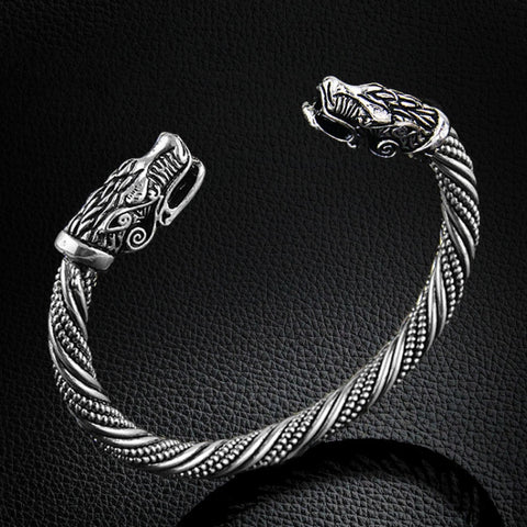 Men Wristband Cuff Wolf Head Viking Bracelet Jewelry Fashion Accessories