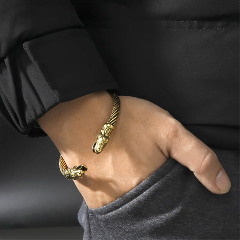 Men Wristband Cuff Wolf Head Viking Bracelet Jewelry Fashion Accessories