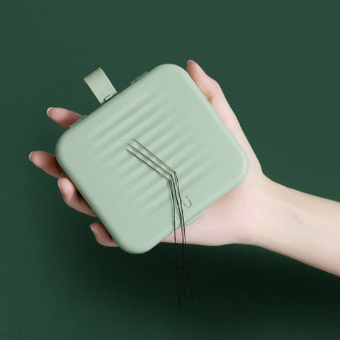 Magnetic Sewing Box Set Household Small Double-layer Sewing Tool Storage Box Stitchcraft Sewing Tools, White, Green, Pink, Blue