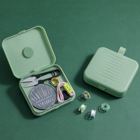 Magnetic Sewing Box Set Household Small Double-layer Sewing Tool Storage Box Stitchcraft Sewing Tools, White, Green, Pink, Blue