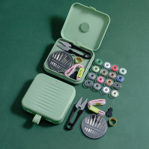 Magnetic Sewing Box Set Household Small Double-layer Sewing Tool Storage Box Stitchcraft Sewing Tools, White, Green, Pink, Blue