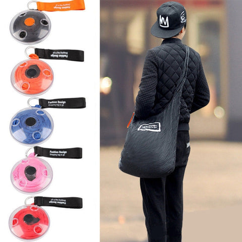 Portable Tote In Pouch Reusable Folding Carabiner Shopping Bag