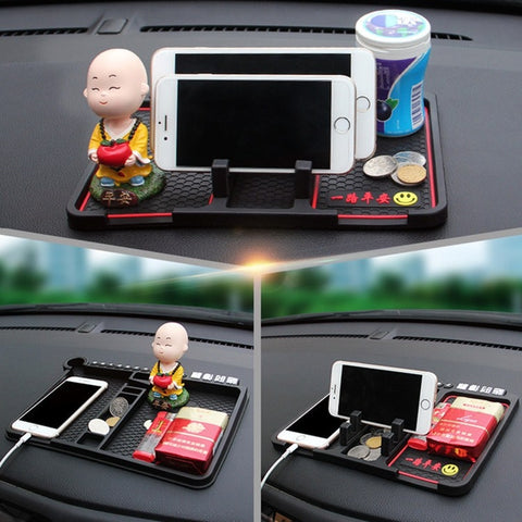 Car Interior Car Multifunctional Instrument Panel Storage Pad Car Phone Bracket Anti-slip Pad With Stop, Stereo Red Circle, Stereo Blue Circle, Rotating Red Circle, Rotating Blue Circle, Rotating Black Circle
