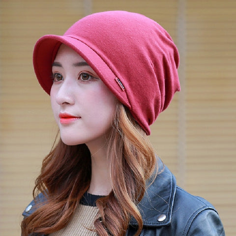Cotton Hooded Hat Ladies Windproof Multi-purpose Ear Protection Turban Hat, One Size Two-color, One Size Solid Color