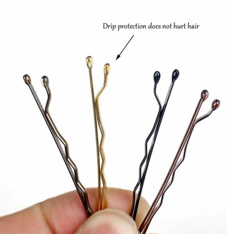 3 Sets Women Drip Invisible Hair Grips Curly Wavy Bobby Pins Daily Use Wedding Party Hair Maker, Light Yellow Gold Color, Gold-color, Rhodium Plated, Silver Plated