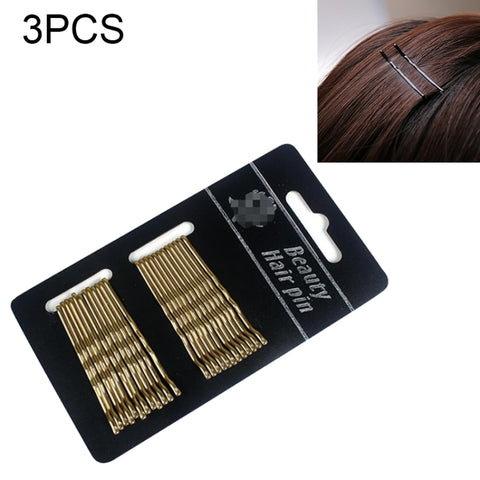3 Sets Women Drip Invisible Hair Grips Curly Wavy Bobby Pins Daily Use Wedding Party Hair Maker, Light Yellow Gold Color, Gold-color, Rhodium Plated, Silver Plated