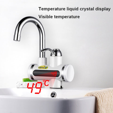 220V Kitchen Tankless Water Heater Instant Electric Faucet Electric Heater Tap with Temperature Display, Water from below, Water from side