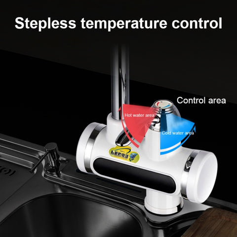 220V Kitchen Tankless Water Heater Instant Electric Faucet Electric Heater Tap with Temperature Display, Water from below, Water from side