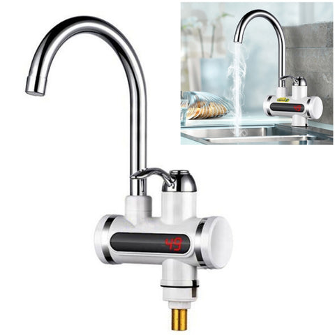 220V Kitchen Tankless Water Heater Instant Electric Faucet Electric Heater Tap with Temperature Display, Water from below, Water from side