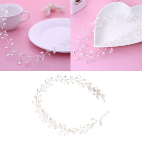 Fashion Leaves Bridal Hair Accessories Handmade Crystal Hair Jewelry Wedding Headband Headpiece for Women, Gold, Silver