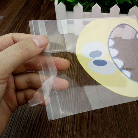 100 PCS Cute Big Teech Mouth Monster Plastic Bag Wedding Birthday Cookie Candy Gift OPP Packaging Bags, 7x7cm, 10x10cm