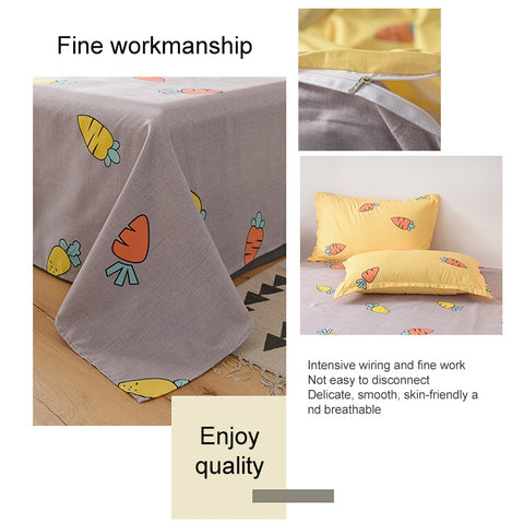 Simple Cotton Grinding Bed Four-Piece Duvet Cover Sheet Pillowcase, 150x200cm, 180x220cm, 200x230cm