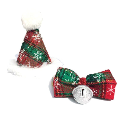 Pet Christmas Hat and Bow Tie Set Holiday Accessories, Bow Tie Set