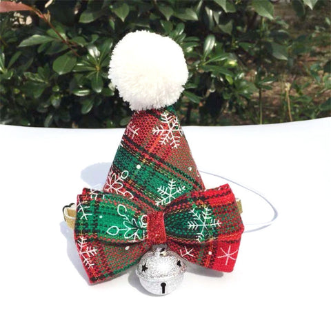 Pet Christmas Hat and Bow Tie Set Holiday Accessories, Bow Tie Set