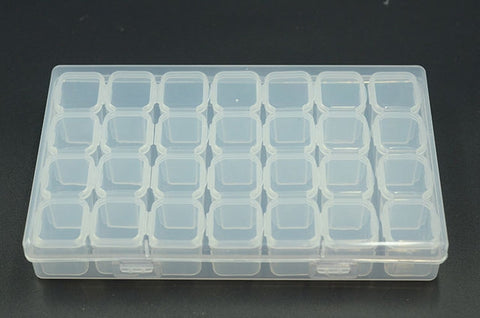 28 Slots Manicure Tool Storage Box Dustproof Independent Compartment Mini Drill Box Jewelry Box PP Pill Box