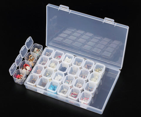 28 Slots Manicure Tool Storage Box Dustproof Independent Compartment Mini Drill Box Jewelry Box PP Pill Box