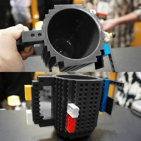 Building Blocks Design Creative Milk Mug Coffee Cup Build-on Brick Drinking Water Holder, 301-400ml