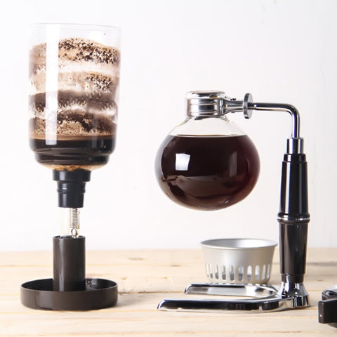 Classic Siphon Coffee Pot Black Handle Glass Syphon Pot for 5 People, Size:37.5x11.3cm, Coffee Pot with Handle