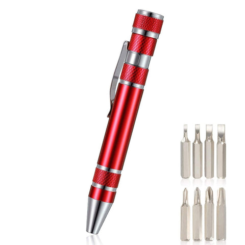8 In 1 Multifunctional Mini Aluminum Tool Pen Screwdriver Set