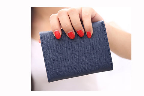 Short Mini Women Wallets Crown Decorated Fold PU Leather Coin Purse Card Holder