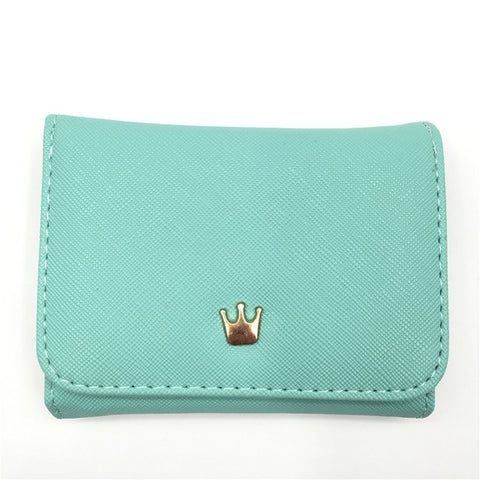 Short Mini Women Wallets Crown Decorated Fold PU Leather Coin Purse Card Holder